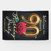 Glamouröse Rote Rose Golden Birthday 90. Willkomme Banner (Horizontal)