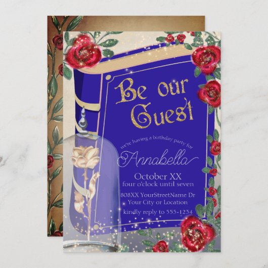 Glamouröse Schönheit und die Märchen der Bestie Einladung (Vorne/Hinten)