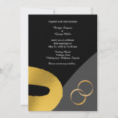 glamouröse Schwarz-Gold-Hochzeitsdekor Einladung (Vorderseite)