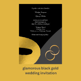 glamouröse Schwarz-Gold-Hochzeitsdekor Einladung