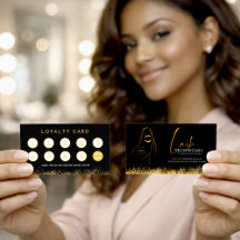 Glamouröse Schwarz & Gold Lash Tech Treuekarte