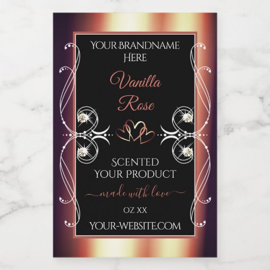 Glamouröse Schwarz-Rose-Braun-Dekoration Lebensmitteletikett (Einzelnes Label)