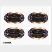 Glamouröse Schwarz-Rose-Braun-Dekoration Ovaler Aufkleber (Blatt)