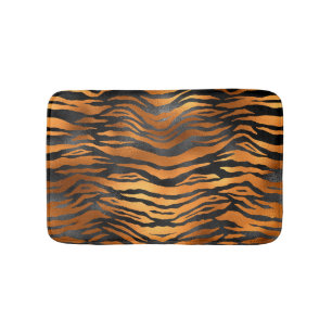 Glamouröse schwarze braune Tigerstreifen Tierprint Badematte