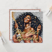 Glamouröse schwarze Frau Popping Champagner Neujah Karte (Vorderseite/Rückseite Beispiel)