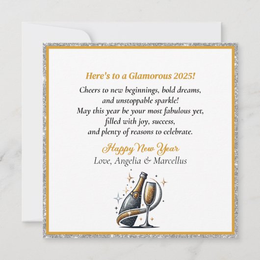 Glamouröse schwarze Frau Popping Champagner Neujah Karte (Rückseite)