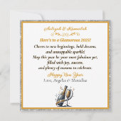 Glamouröse schwarze Frau Popping Champagner Neujah Karte (Rückseite)