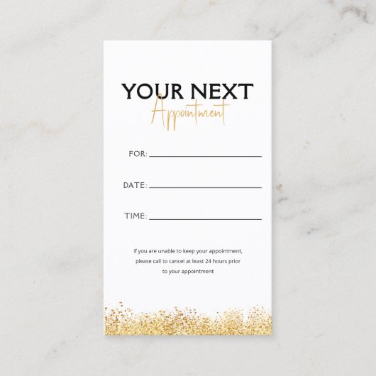 Glamouröse schwarze und goldene Wimpernstylistin Terminkarte (Vorderseite)