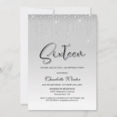 Glamouröse Silver Diamonds 16. Geburtstagsfeier Einladung (Vorderseite)
