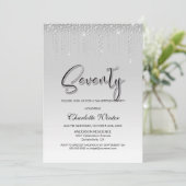 Glamouröse Silver Diamonds 70. Geburtstagsparty Einladung (Stehend Vorderseite)