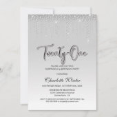 Glamouröse Silver Diamonds Überraschung 21. Geburt Einladung (Vorderseite)