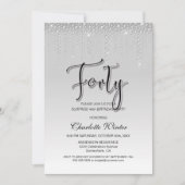 Glamouröse Silver Diamonds Überraschung 40. Geburt Einladung (Vorderseite)