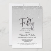 Glamouröse Silver Diamonds Überraschung 50. Geburt Einladung (Vorderseite)