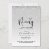 Glamouröse Silver Diamonds Überraschung 90. Geburt Einladung (Vorderseite)