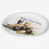 🍾 🎉 glamouröse Silvester-Party-Teller 🥂 ✨ Pappteller (Schrägansicht)