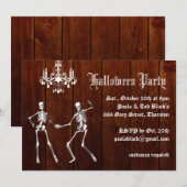 Glamouröse Skelette auf HolzHalloween-Einladung Einladung (Vorne/Hinten)