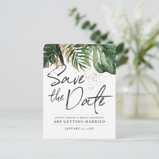 Glamouröse Sommergärtnerei Hochzeit | SAVE THE DAT Ankündigungspostkarte (Stehend Vorderseite)