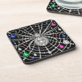 Glamouröse Spinne mit Diamantdesign verziert Getränkeuntersetzer (Linke Seite)