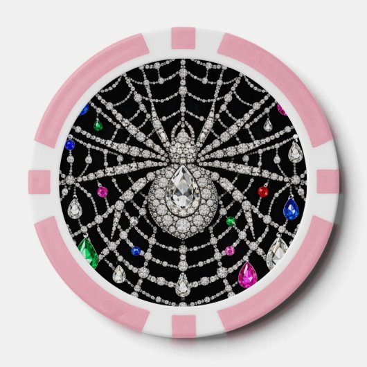 Glamouröse Spinne mit Diamantdesign verziert Pokerchips (Vorderseite)