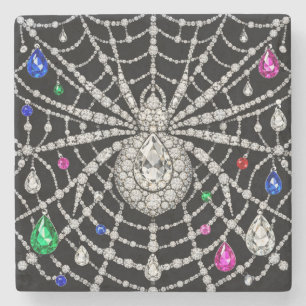 Glamouröse Spinne mit Diamantdesign verziert Steinuntersetzer