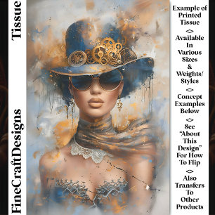 Glamouröse Steampunk-Frau mit Hut, Brille CV1 Deco Seidenpapier