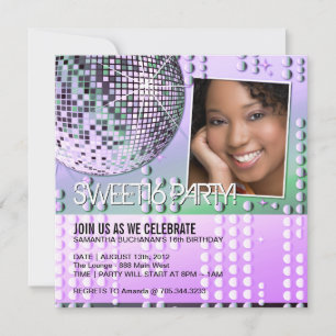 Glamouröse Sweet Sixteen Disco-Kugel Einladung