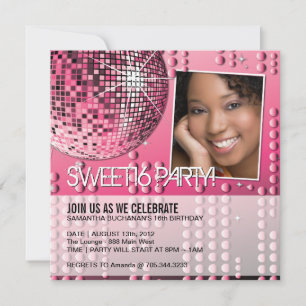 Glamouröse Sweet Sixteen Disco-Kugel Einladung