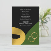 Glamouröse trifarbige Ringehe Einladung (Stehend Vorderseite)
