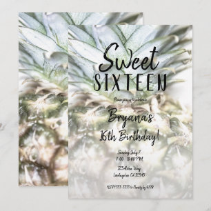 Glamouröse tropische Ananas süße 16. Geburtstagsfe Einladung