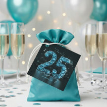 Glamouröse Türkisblaue Edelstein-Sparkling 25. Geb