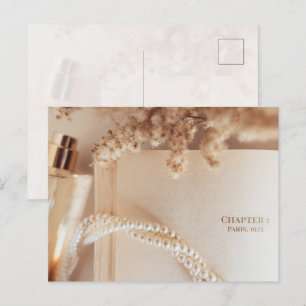 glamouröse Vintage-Literatur-Flat-Lay-Kunst Postkarte