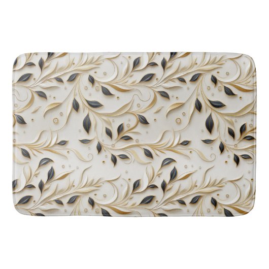 Glamouröse, weiße Gold- und Schwarzwaldmuster Badematte (Vorderseite)