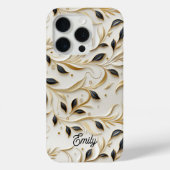 Glamouröse, weiße Gold- und Schwarzwaldmuster Case-Mate iPhone Hülle (Rückseite)
