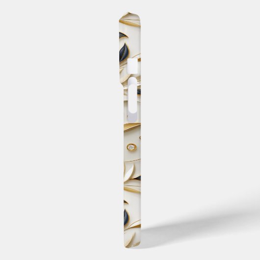 Glamouröse, weiße Gold- und Schwarzwaldmuster Case-Mate iPhone Hülle (Rückseite / Links)