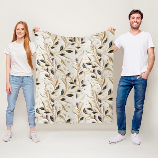 Glamouröse, weiße Gold- und Schwarzwaldmuster Fleecedecke (Beispiel)