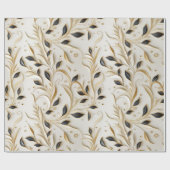 Glamouröse, weiße Gold- und Schwarzwaldmuster Geschenkpapier (Flach)