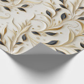 Glamouröse, weiße Gold- und Schwarzwaldmuster Geschenkpapier (Ecke)