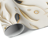 Glamouröse, weiße Gold- und Schwarzwaldmuster Geschenkpapier (Rolleneckpunkt)