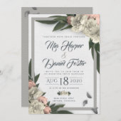 Glamouröse, weiße und pfirsichblütige Peonings Einladung (Vorne/Hinten)