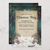 Glamouröse Winterflora mit weißen Poinsettien Einladung (Vorne/Hinten)