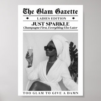 Glamouröse Zeitungs-Schwarze-Frau-Badezimmer-Mode- Poster