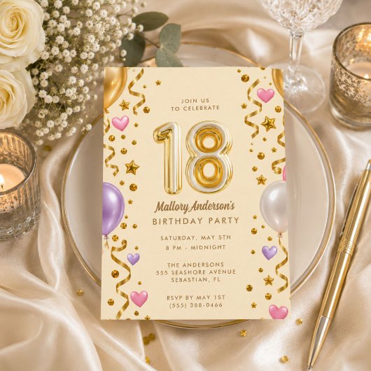 Glamouröser 18. Geburtstag Einladung