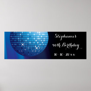 Glamouröser 40. Geburtstag Blue Party Disco Ball Poster