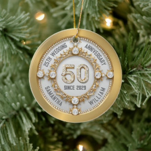 Glamouröser 50. Hochzeitstag Keramik Ornament