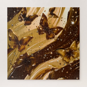 Glamouröser abstrakter Schmetterling aus goldenem Puzzle