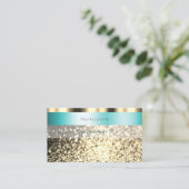 Glamouröser Aquamariner und goldener Glitzer Glanz Visitenkarte (Stehend Vorderseite)