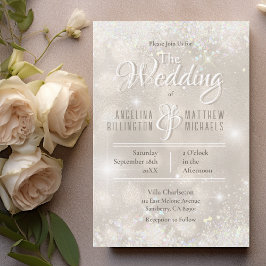 Glamouröser Champagner-Glitzer Luxus Hochzeit Einladung