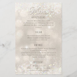 Glamouröser Champagner-Glitzer Luxus-Hochzeitsmenü Flyer