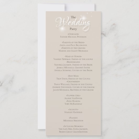 Glamouröser Champagner Glitzer Luxus Hochzeitsprog (Rückseite)