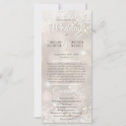 Glamouröser Champagner Glitzer Luxus Hochzeitsprog (Vorderseite)